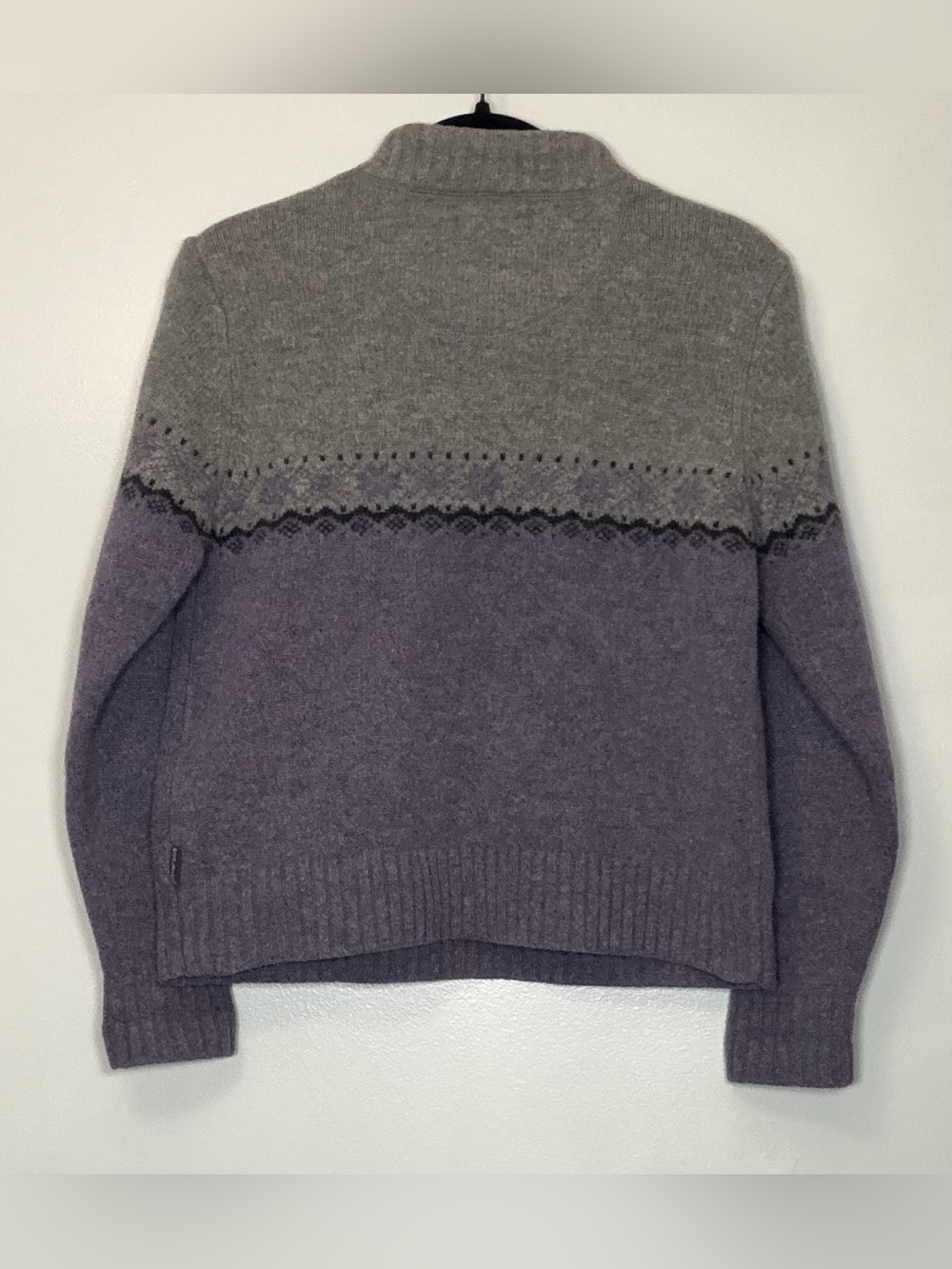 100% Wool Woolrich Half-Zip Fair Isle Sweater - Gray & Lavender - Picture 2 of 7